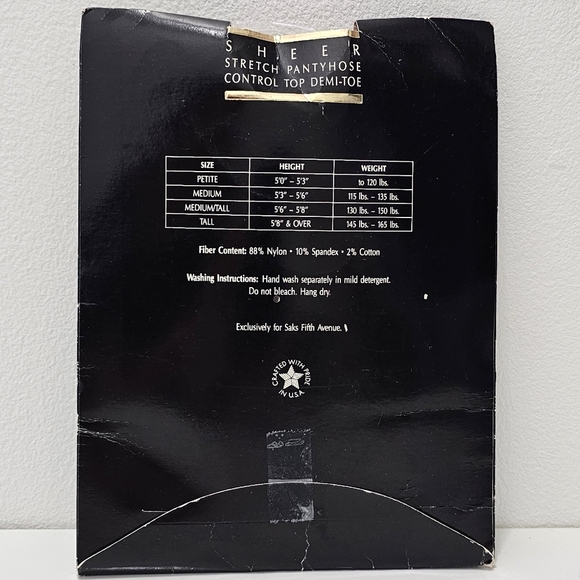 Saks Fifth Avenue Sheer Stretch, Control Top & Demi-Toe Panty Hose Pale Taupe - Picture 6 of 6